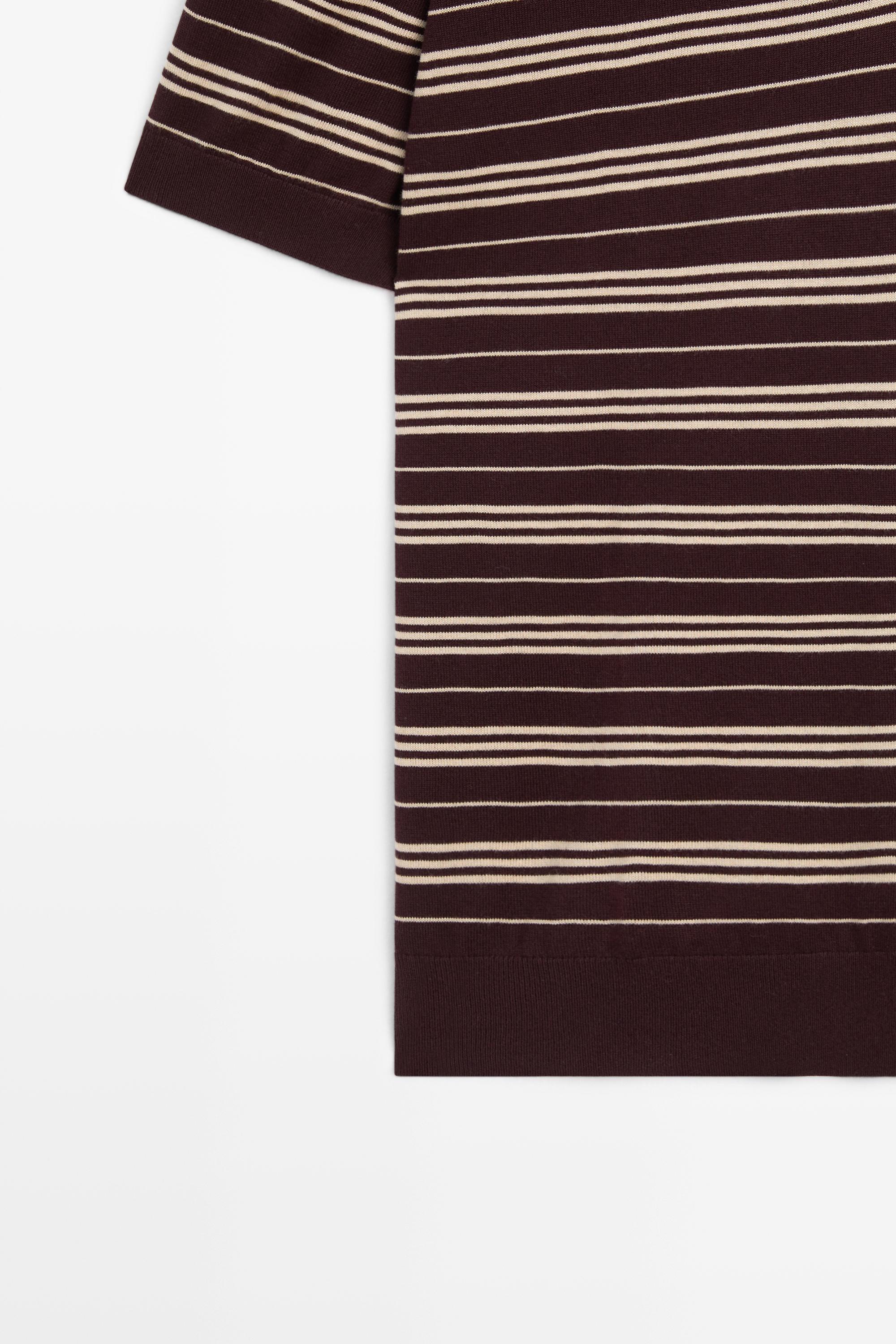 100% Cotton Striped Knit Polo Sweater